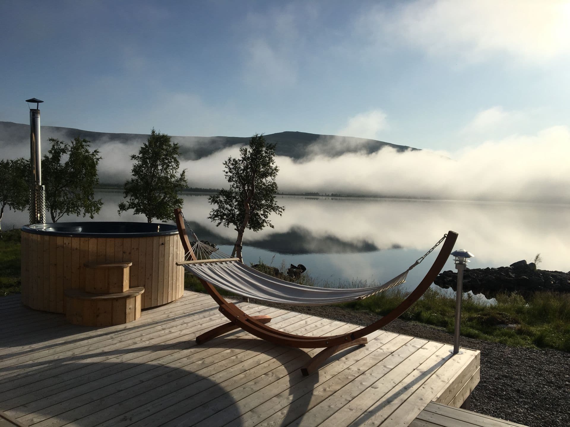 Midnight sun over Lapland in summer